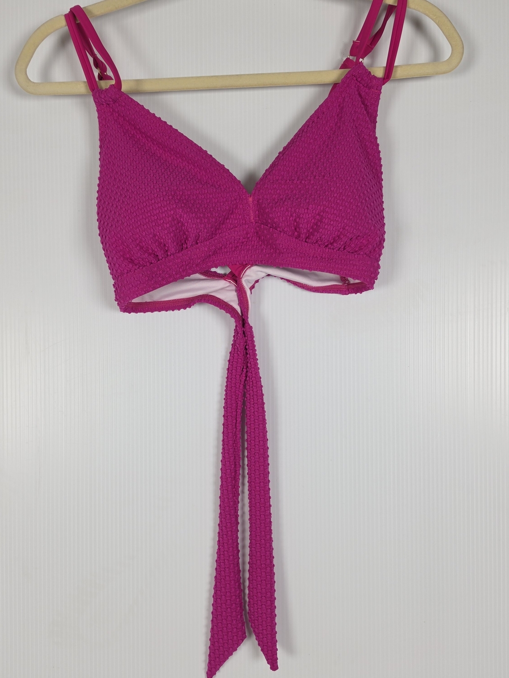 Charmo Hot Pink Textured Tie-Front Bikini Top & Bottom